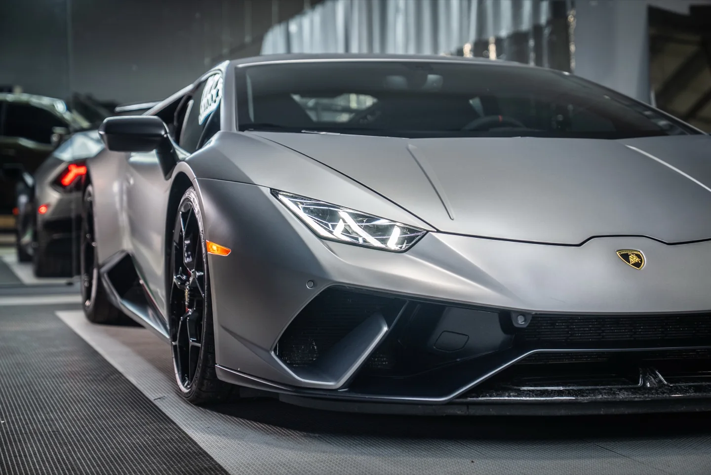 Lamborghini undergoing multi-stage paint correction at Platinum Auto Care Portland