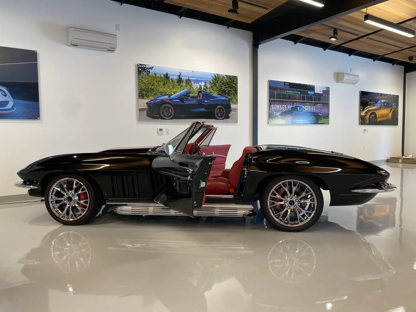 Corvette Sting Ray receiving scheduled maintenance detailing in a Portland private collection